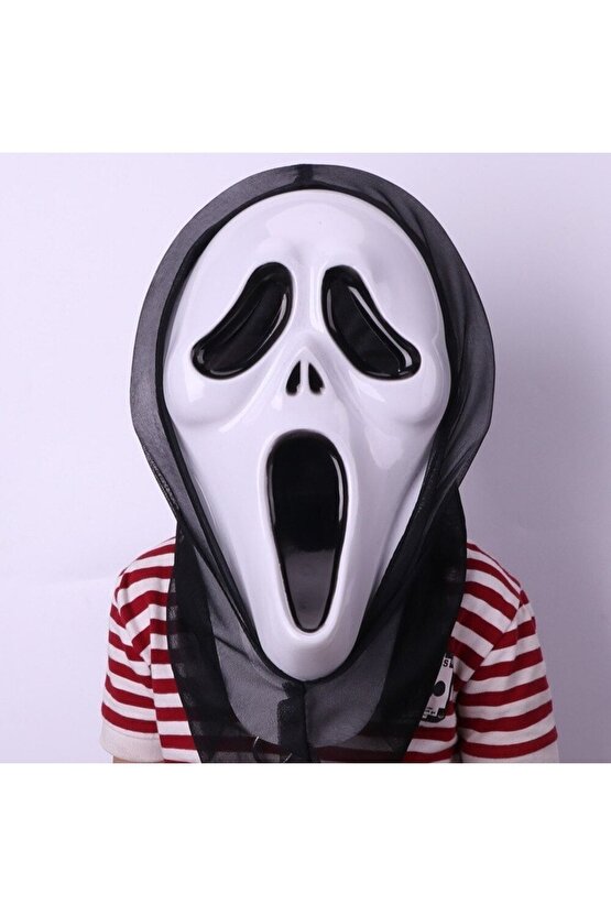 Kapüşonlu Çığlık Maskesi Scream Maskesi - Hayalet Maskesi 33x21 cm