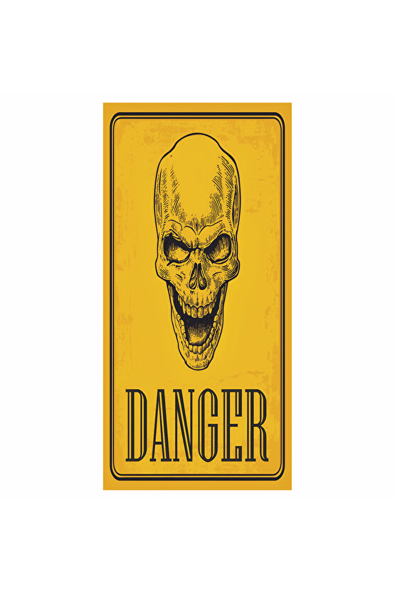 danger tehlike uyarı levhası kuru kafa ev dekorayon tablo mini retro ahşap poster