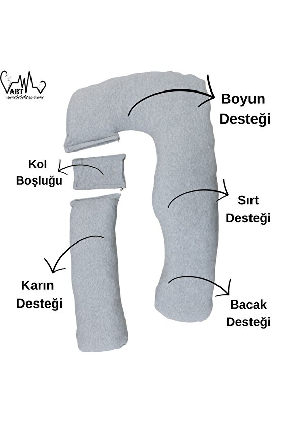 5 Farklı Bölge Destekli Hamile Ve Emzirme Yastığı (iç astarlı) (kol buşluklu) (U ve L şekli)