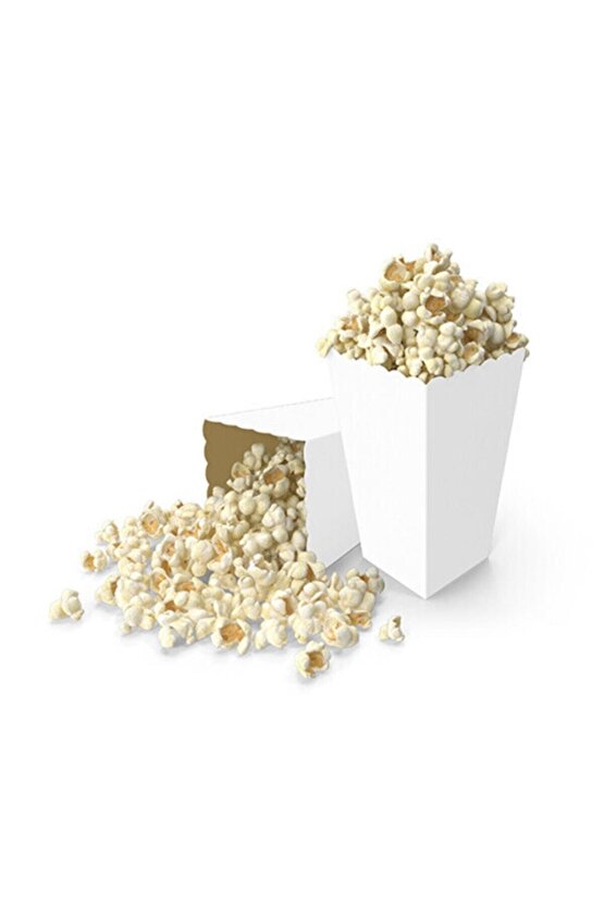 Beyaz Karton Popcorn Mısır Cips Kutusu 8 Adet