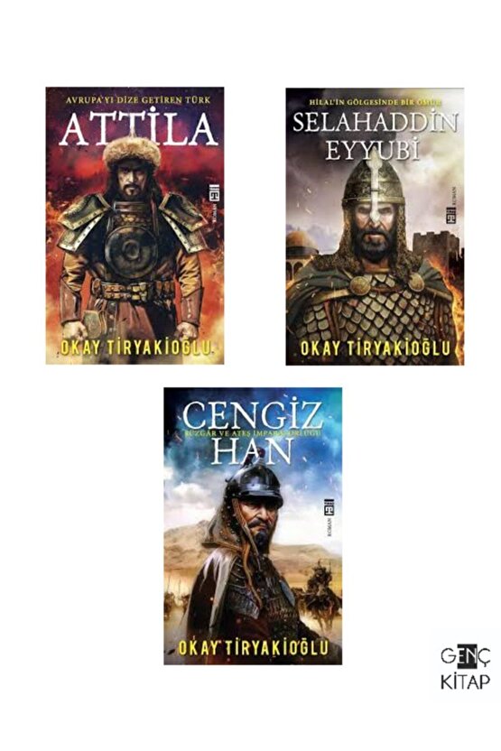 Okay Tiryakioğlu 3 Kitap Tarihi Roman Seti Attila-cengiz Han-selahaddin Eyyubi