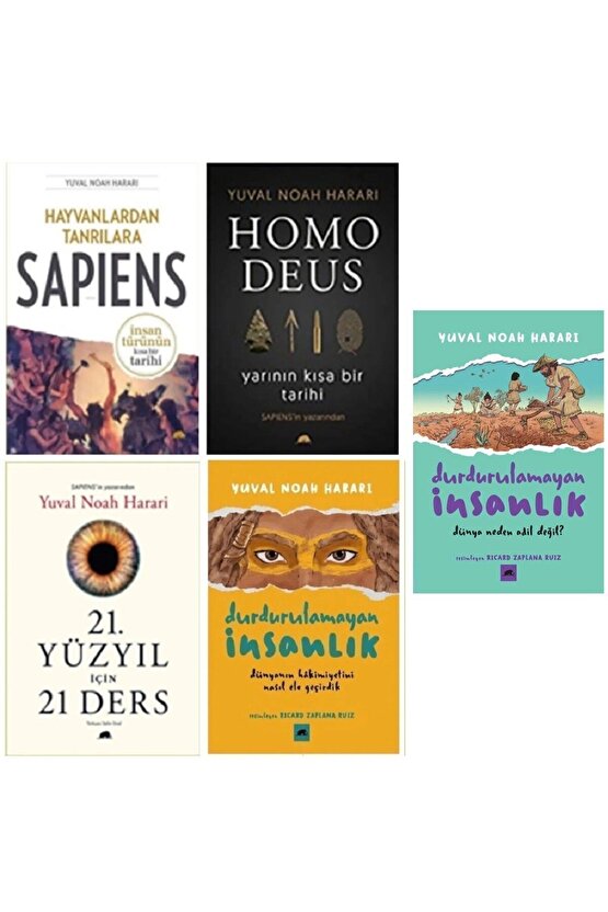 Sapiens - Homo Deus - 21.Yüzyıl İçin 21 Ders - Durdurulamayan İnsanlık 1-2 5 kitap- ORJİNAL- Harari