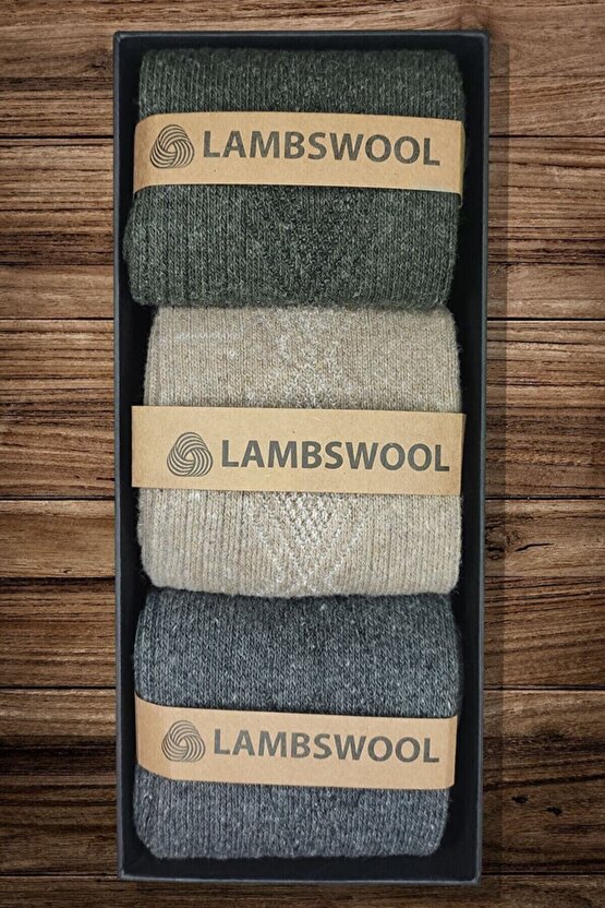 Erkek Koyun Yünü Lambswool Kışlık 3lü Set Çorap