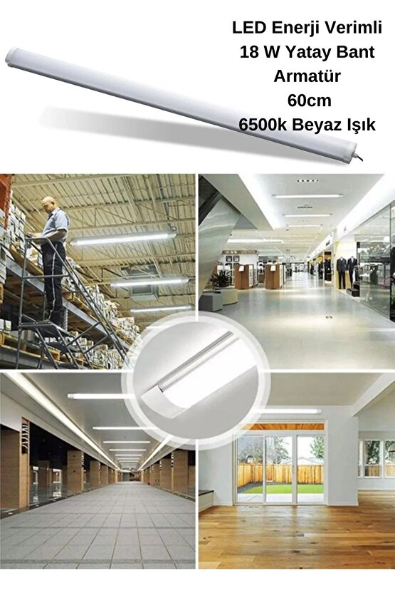 5 Adet 60 Cm, Ultra Kaliteli, Beyaz Işık 18 Watt Led Bant Armatür İşletme Ev, Ofis, Fabrika Armatürü