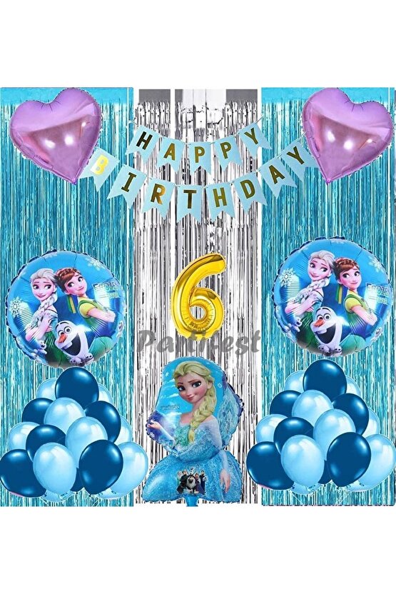 Frozen Elsa 6 Yaş Balon Seti Karlar Ülkesi Konsept Helyum Balon Set Frozen Elsa Doğum Günü Set