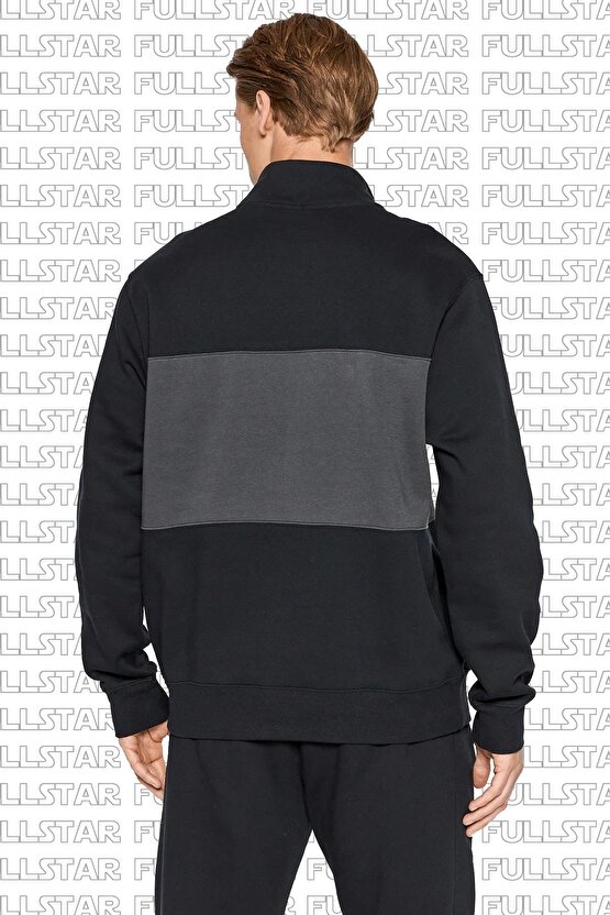 Track Suit Fleece Colorblock Full Zip Şardonlu Pamuklu Kalın Eşofman Takımı Siyah