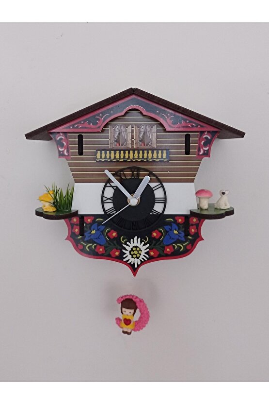 Küçük Çiftlik Evi Dekoratif Sarkaçlı Duvar Saati