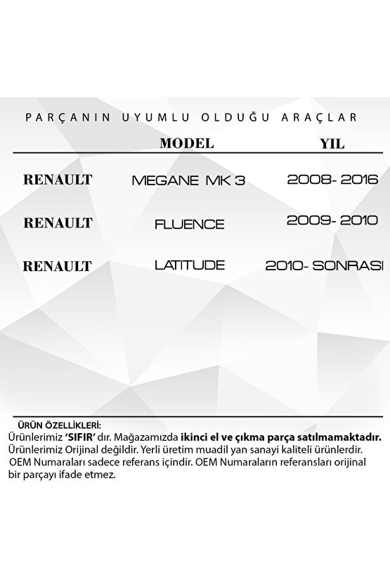 Megane 3, Fluence Için Ayna Sinyali Beyaz Sağ- Sol Set