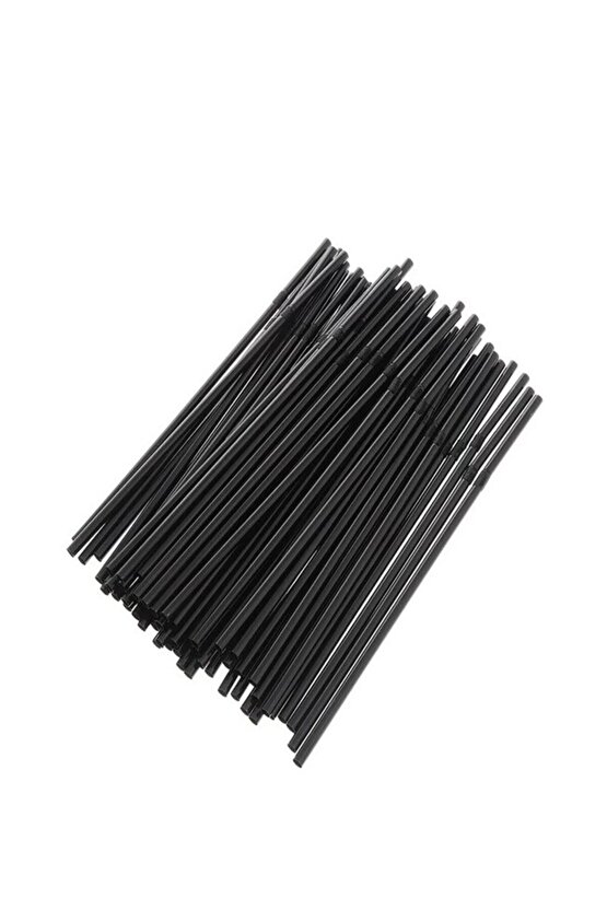 Siyah Pipet Siyah Körüklü Pipet Jelatinli Siyah Pipet 8mm 100 Adet