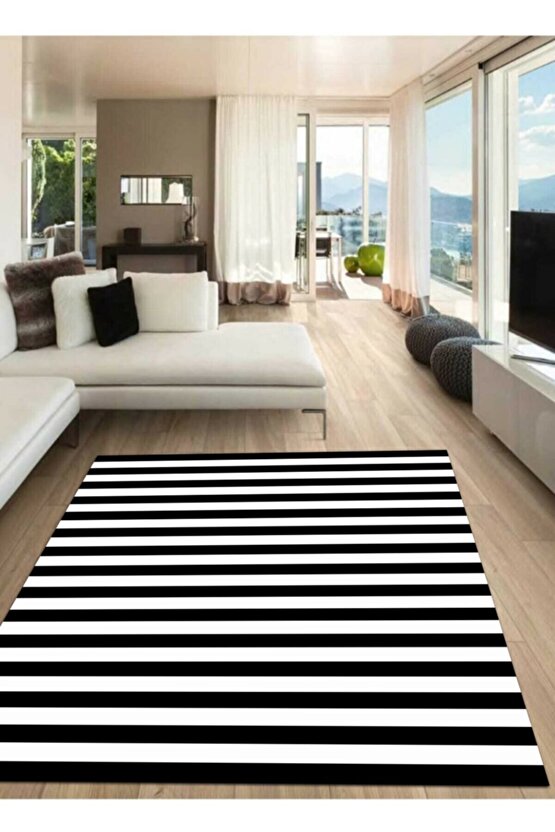 Düz Zebra Desen Modern Siyah Beyaz