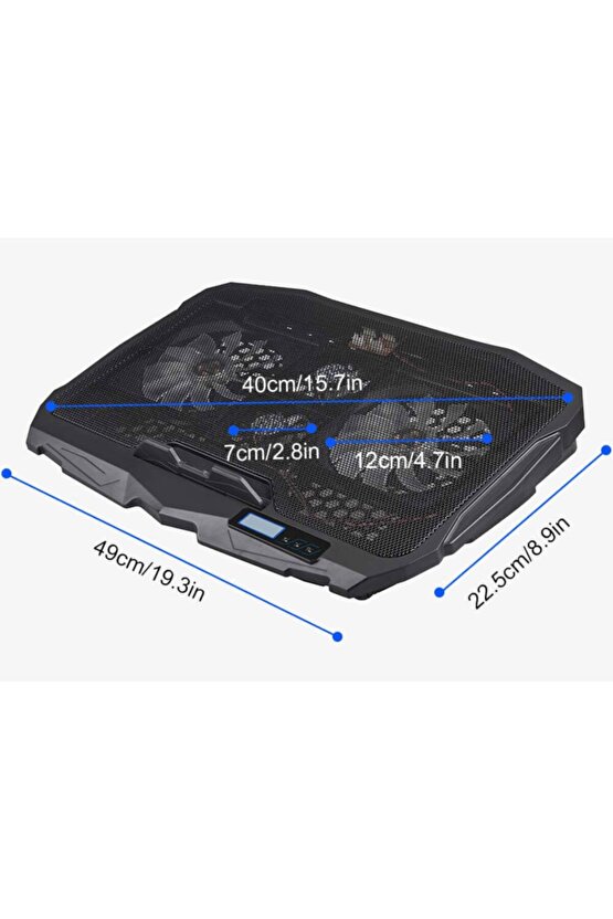 Laptop Soğutucu Stand Yükseklik Ayarlı 4 Fanlı Led Işıklı Lcd Ekranlı Notebook Altlığı Cooling Pad