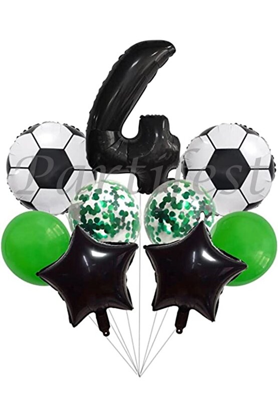 Futbol Konsept 4 Yaş Balon Set Maç Konsept Doğum Günü Set Yaş Balon Set