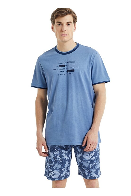 Erkek Pijama Takımı 30825 - Mavi