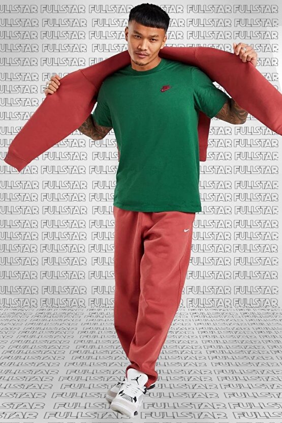Sportswear Cotton Unisex Tee Green %100 Pamuk Koyu Yeşil Erkek Tişört