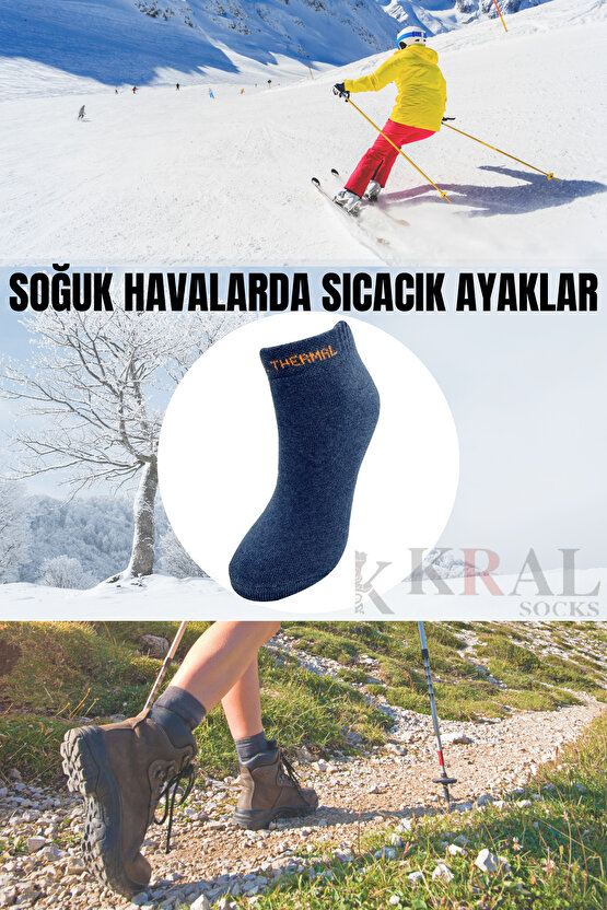 Termal Özellikli 2x Korumalı (5 Çİ?FT) Asorti Renkli Kadın Kışlık Havlu Patik Çorap