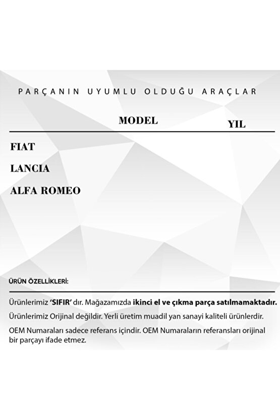 Fiat - Lancia- Alfa Romeo Için Pedal Lastiği