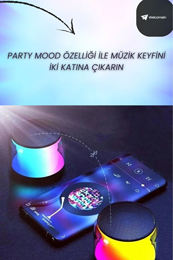 Şeffaf Camlı Renkli Taşınabilir Bluetooth Hoparlör Ses Bombası Mini Speakers AUX Giriş FM Radyolu