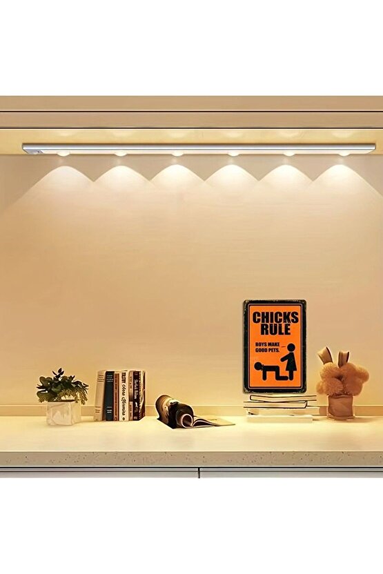 Sensörlü, Şarjlı, 120 Cm, 3 Işık Renkli, Alüminyum Kasa, Işık Desenli, Çok Amaçlı Modern Led Aplik