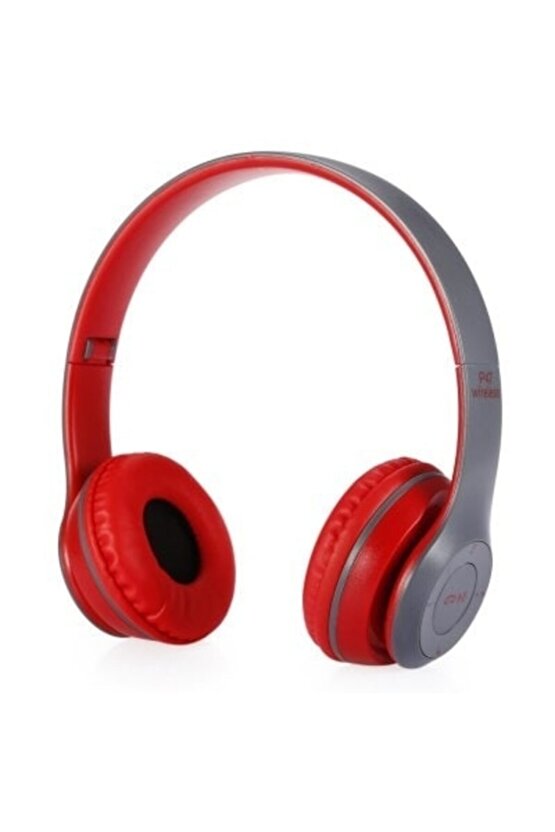 P47 Bluetooth Kulaklık Yükses Ses Ve Bass Fm Radyo Kablosuz Kırmızı