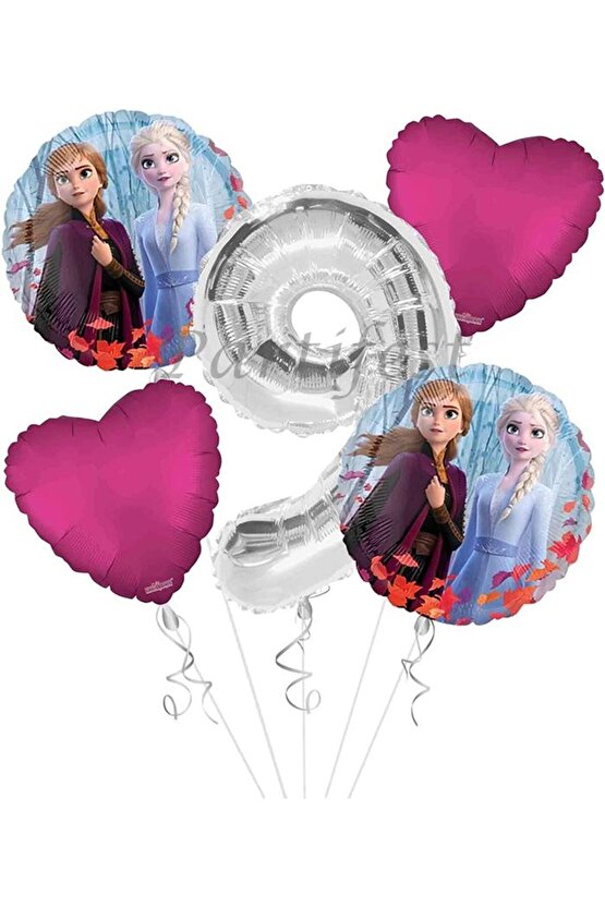 Frozen 9 Yaş Balon Set Elsa Balon Folyo Balon Set Konsept Karlar Ülkesi Doğum Günü Set Yaş Balon