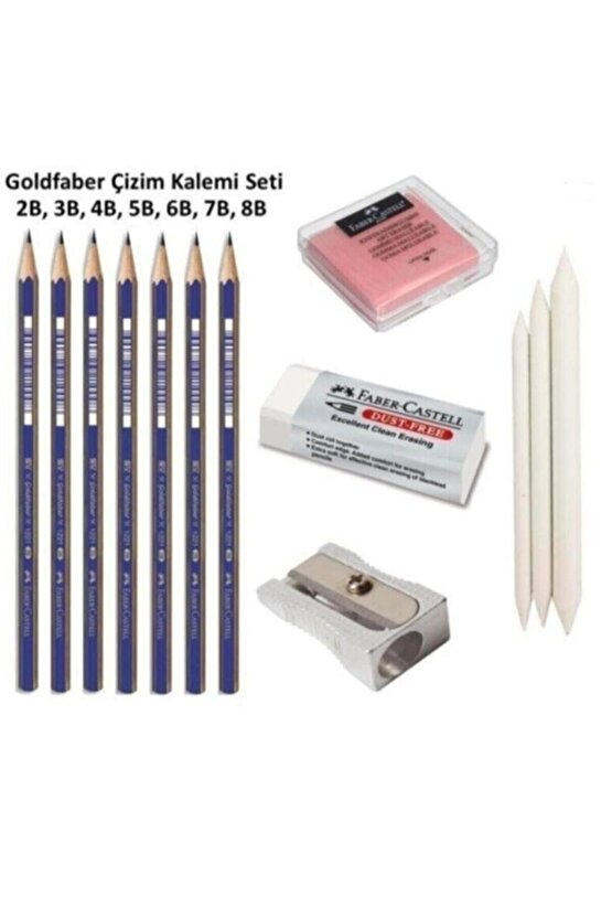 Goldfaber Çizim Seti 2b 3b 4b 5b 6b 7b 8b Dereceli Kalemler 3lü Dağıtma Kalem,kalemtraş,hamur Silgi