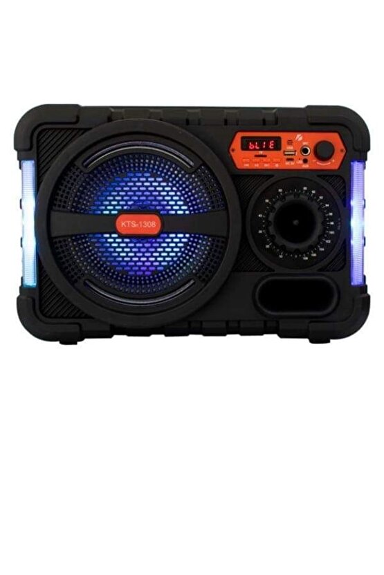 Kablosuz Mikrofonlu Bluetooth Hoparlör Led Işıklı Sd Kart Fm Usb Ve Mikrofon Girişi Speaker