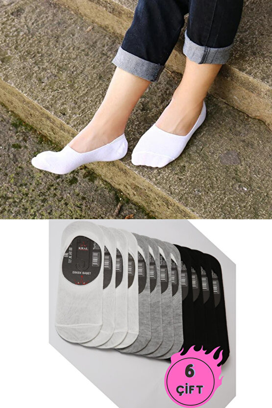 Kadın - Erkek Düz Desen (6 ÇİFT) Pamuklu Terletmez Babet Çorap