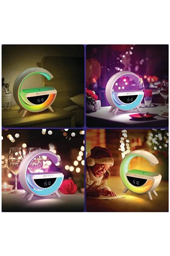 BLUETOOTH G HOPARLÖR RGB LED IŞIKLI SPEAKER ALARM SAAT FM RADYO AUX USB SD KART WİRELESS ŞARJ