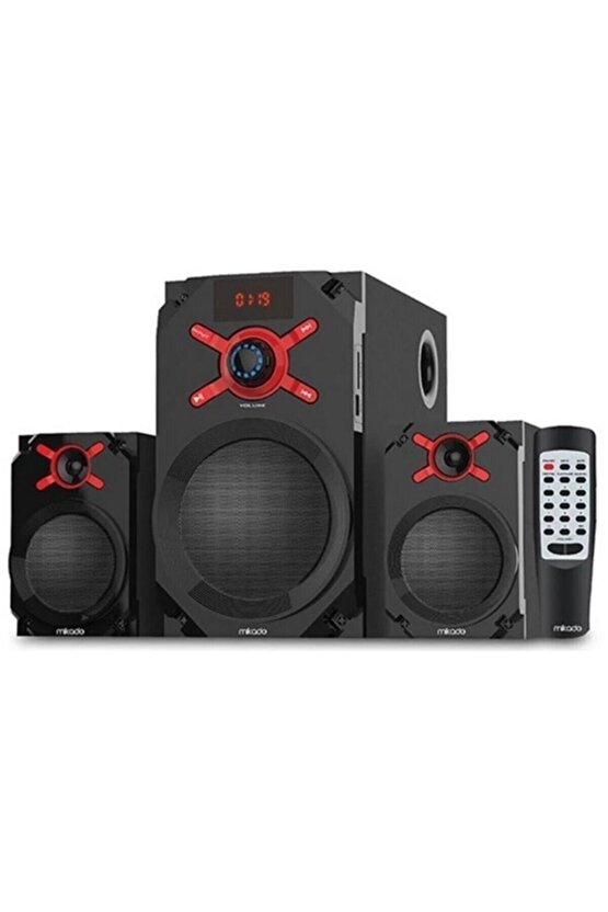 2+1 Ses Sistemi Fm Radyo Sd Kart Usb Bluetooth Uzaktan Kumandalı Subwoofer Hoparlör