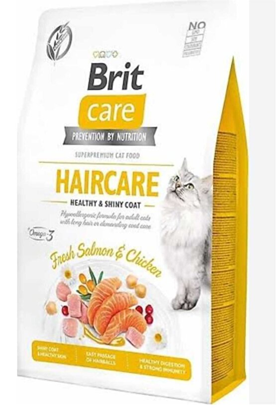 Neo Pet Brit Care Haircare Deri ve Tüy Sağlığı Tavuk Etli ve Somon Balıklı Yetişkin Kedi Maması 7 Kg