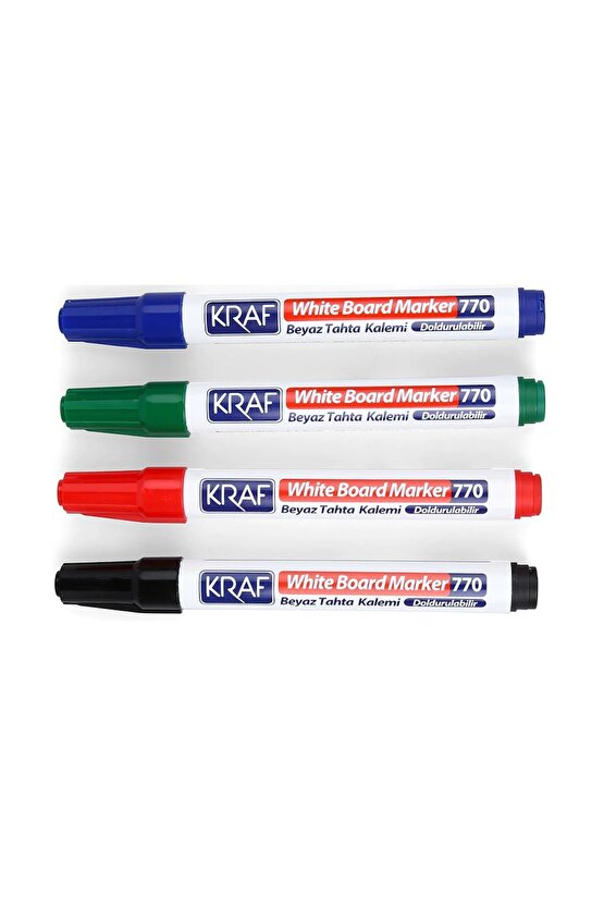 Doldurulabilir Beyaz Tahta Kalemi 4 Renk Set Yazı Tahtası Kalemi