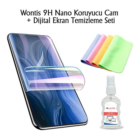Wontis Realme 8 Pro Gerçek A+ Kırılmayan Nano Cam + Dijital Ekran Temizleme Seti