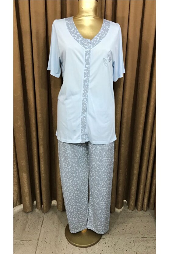 Kadın Önden Açık Yakasız Pijama Takımı 24053