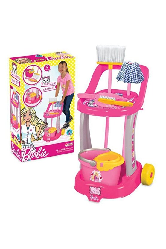Barbie Oyuncak Temizlik Arabası + Barbie Oyuncak Ütü Masası Eğitici Oyuncak Set