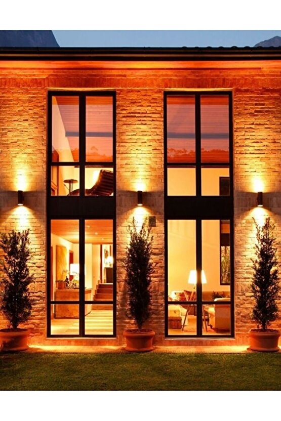 Amber Işık Ledli Modern Tasarım Çift Yönlü İç ve Dış Mekan Aplik, Bahçe, Balkon, Kamelya Teras Aplik