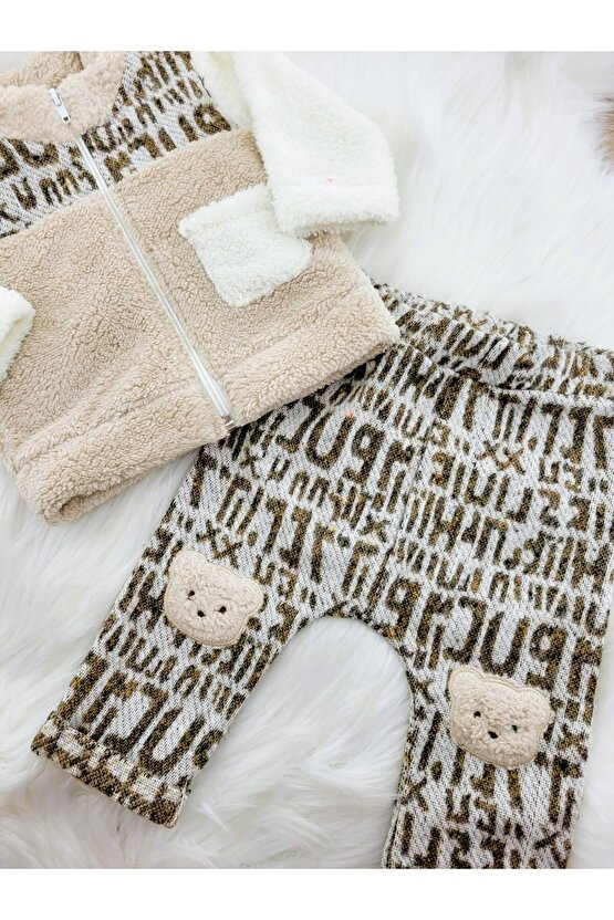 Kahverengi Ayıcıklı Kışlık Bebek Takım