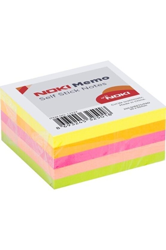 Yapışkanlı Not Kağıdı 250 Yaprak Memo 50 X 50 mm Neon Küp
