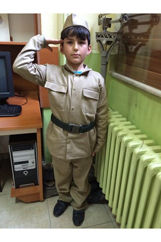 Erkek Çocuk Kahverengi Çanakkale Asker Kıyafeti