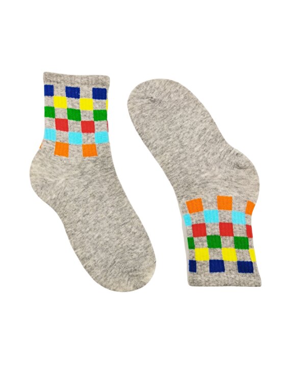 4lü Unisex Renkli Damalı Çorap