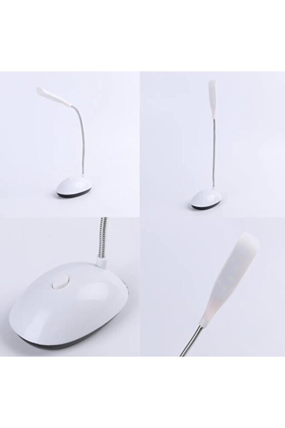 Portatif Taşınabilir Pilli Masa Lambası Beyaz Led Işıklı Mini Masa Lambası