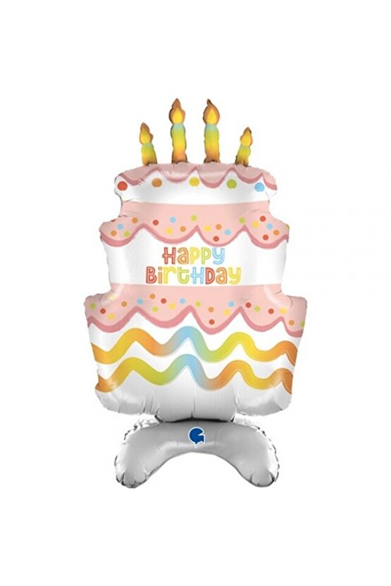 Happy Birthday Pasta Ayakta Duran Folyo Balon Happy Birthday Stant Ayaklı Folyo Balon