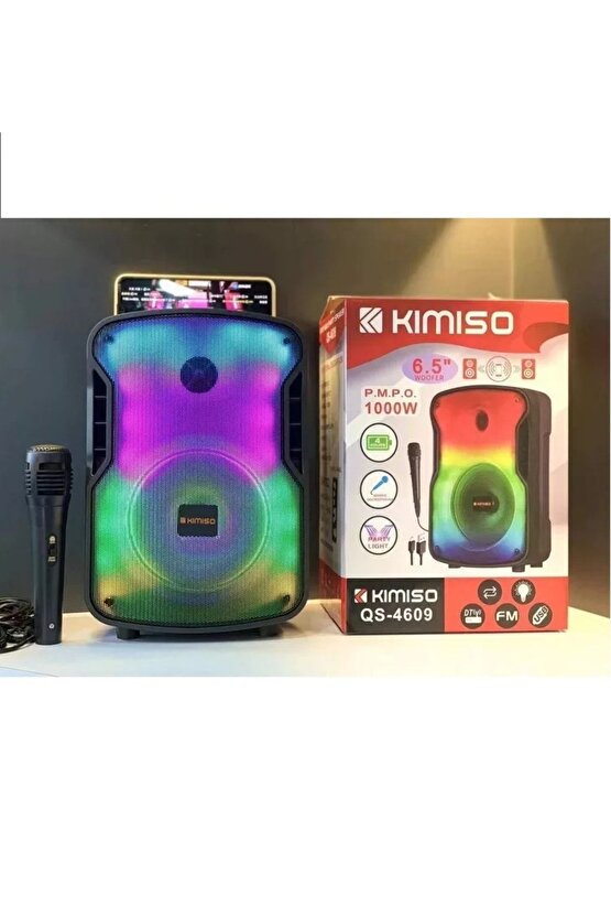 Mikrofonlu Bluetooth Hoparlör Led Işıklı Sd Kart Usb Fm Radyo