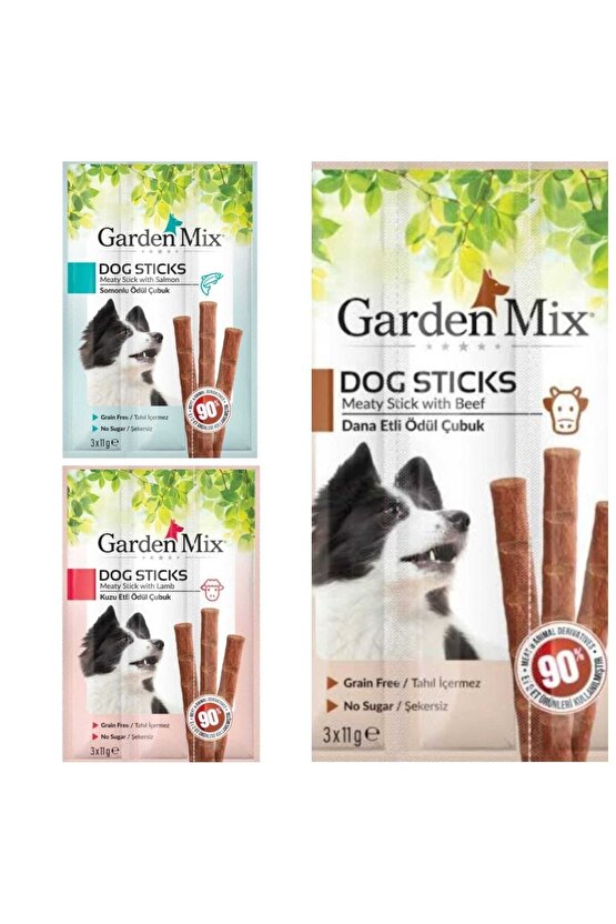 Neo Pet Market Mix(dana Etli, Somonlu, Kuzu Etli) Köpek Stick Ödül 3*11g- 3 Paket