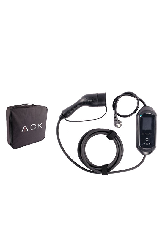 ACK Taşınabilir Elektrikli Araç Şarj Cihazı 16A 3,5 kW - Evrensel Şarj Çözümü Uyumlu