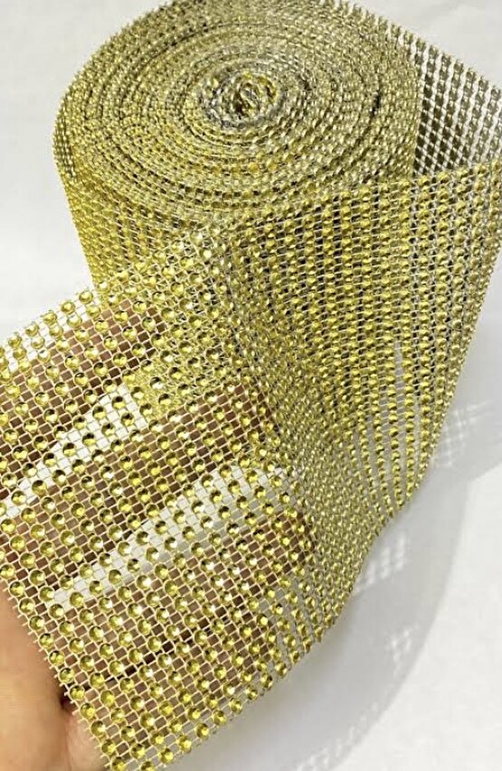 YILBAŞI 24 Sıra Plastik Içi Boş Taş Görünümlü Gofret Şerit Gold Renk 1 Metre