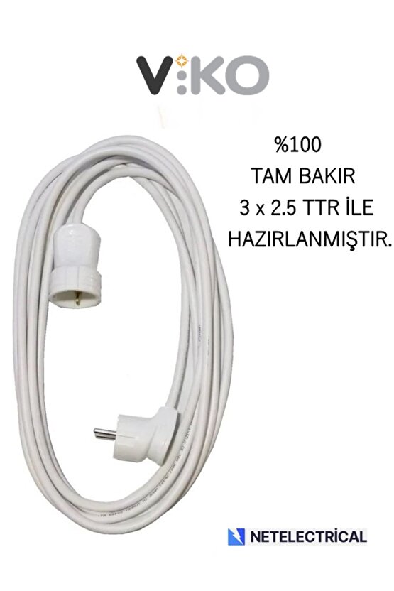 Topraklı Uzatma Seyyar Kablosu 2 Metre ( Tam Bakır 3x2.5 Ttr )