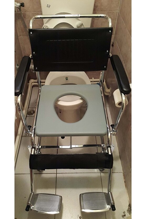 Tekerlekli Tuvalet Ve Banyo Sandalyesi Klozete Uyumlu Hasta Tuvaleti Tekerlekli-banyo-wc