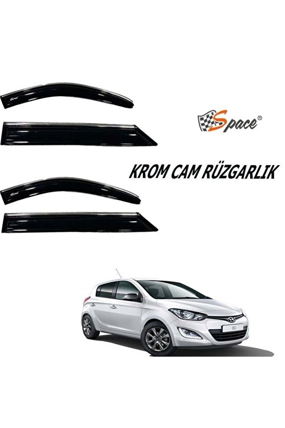 Hyundai I20 Krom Cam Rüzgarlığı 1,2mm 2014 4lü  Caru437