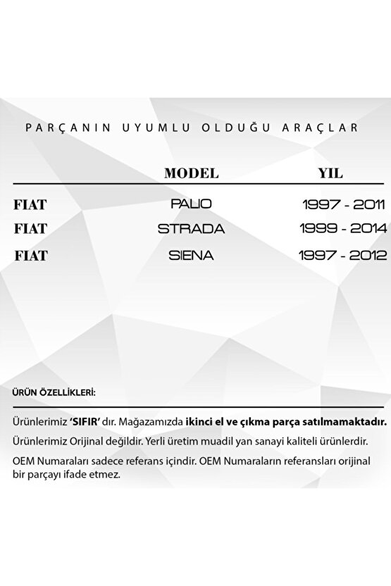 Fiat Palio Için Arka Kapı Iç Segmanı