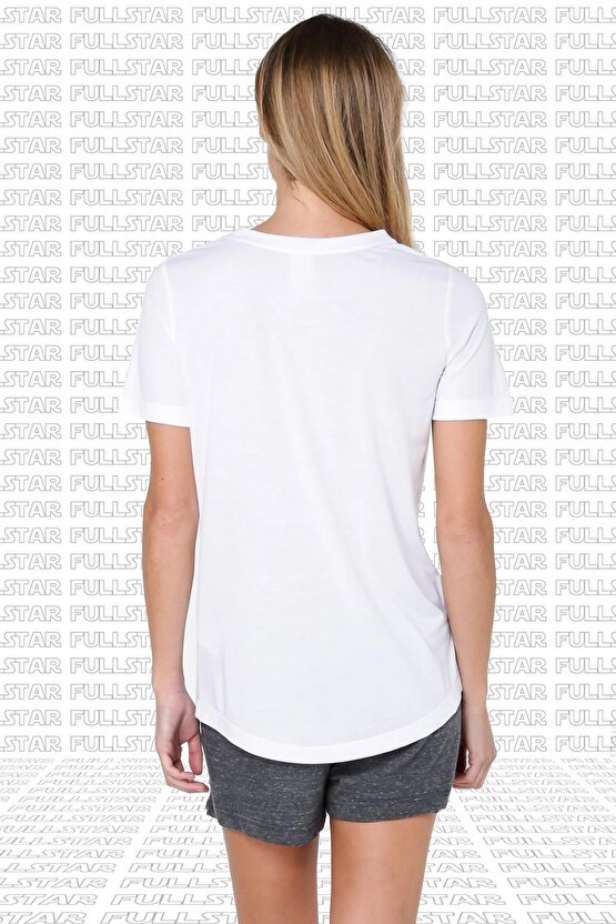 Futura White Tee Dökümlü Hafif Parlak Modal Örme Solmaya Dayanıklı Unisex Beyaz Tişört